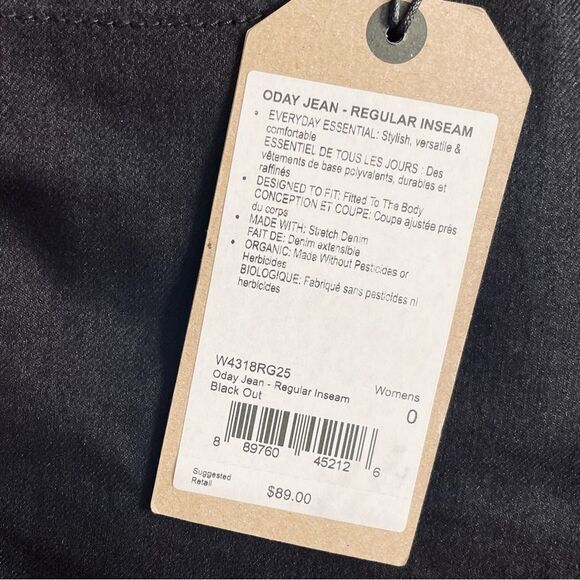 Prana Oday Jean Regular Inseam Black Out Size 0/25 - Picture 8 of 15